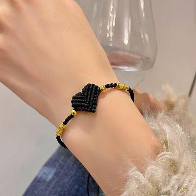 Weaving Love Hand Rope Women's Simple Personality Hand-woven Couple Bracelet Fashion Light Luxury Heart-shaped Jewelry Adjustable