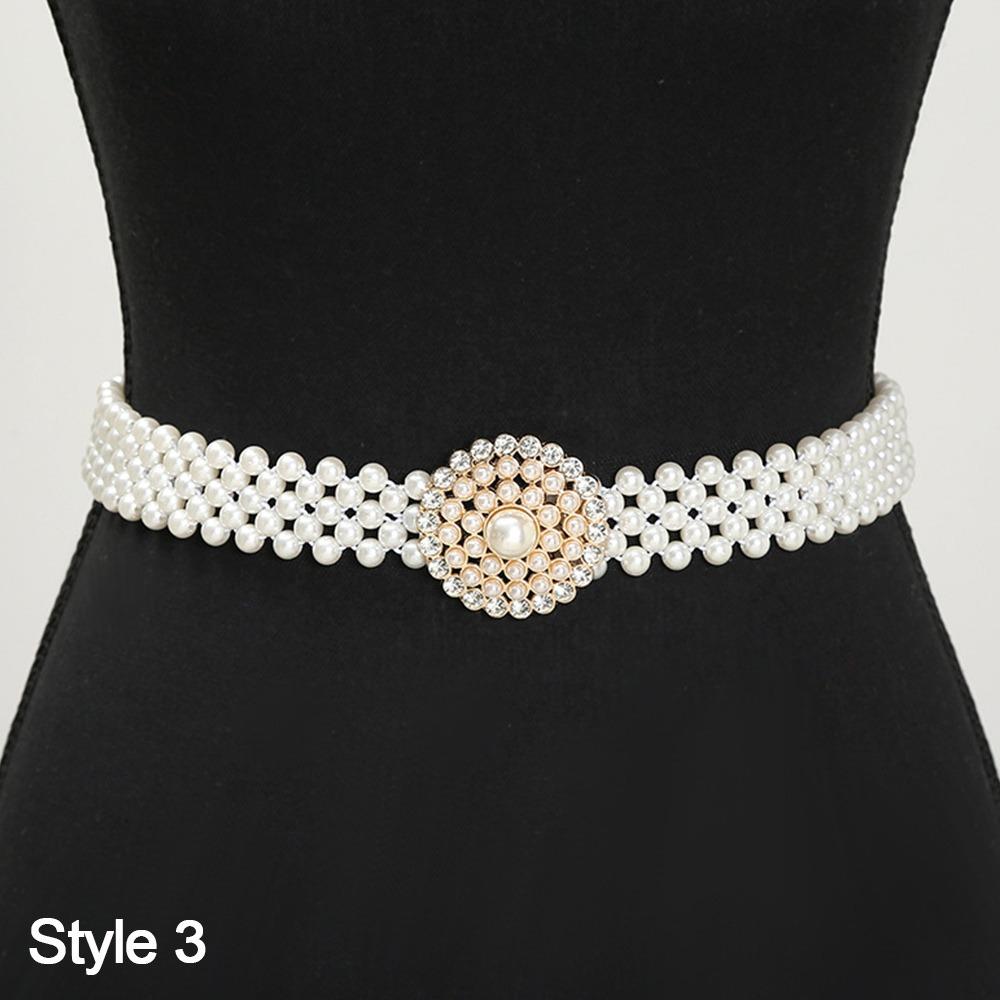 Ceinture simple à cordon de serrage avec élastique à la taille et perle pour femme