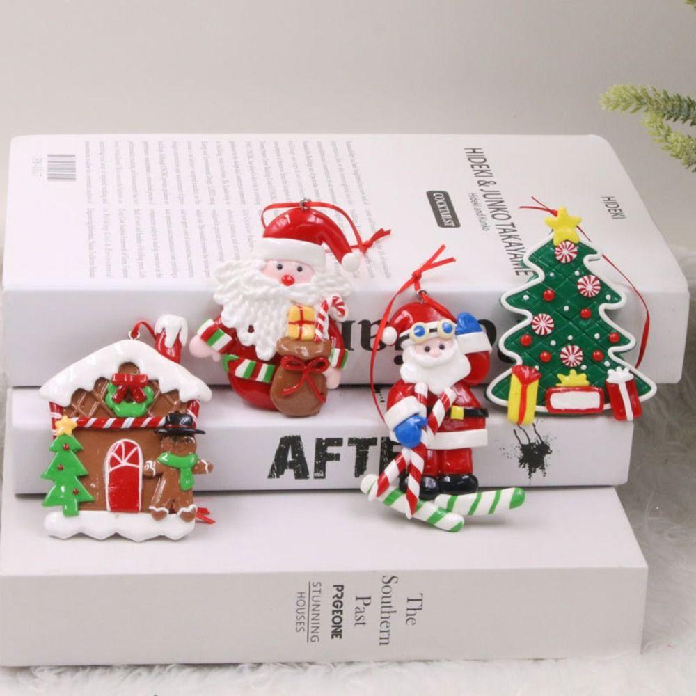 Cartoon Gingerbread Man Vianočné závesné prívesky Mäkká hlina Xmas Tree Decoration Festival