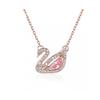Pink Swan Necklace Titanium Steel Rose Gold Diamond Clavicle Chain Gift for Girls NewH
