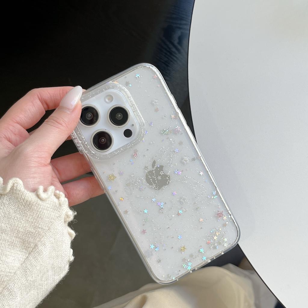 Starry Glitter Pegasus Pattern with Angel Wing Charm Dreamy Phone Case for iPhone 17 16 15 14 11 12 13 Pro Max Plus Back Cover