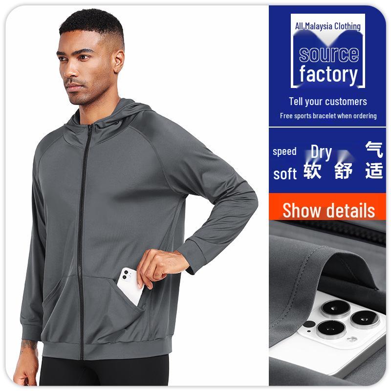 Men's Quick-Dry Sports Hoodie Jacket for Basketball, Running, Fitness - B5901