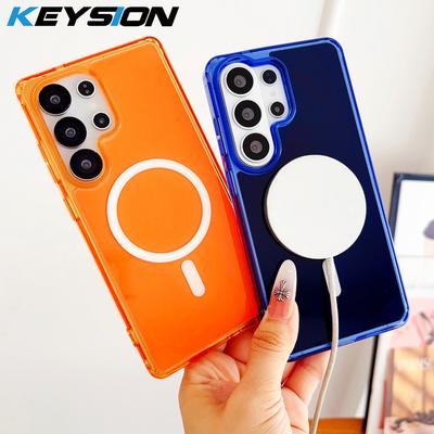 KEYSION Luxusní magnetický kryt pro MagSafe pro Samsung Galaxy S25 S26 Ultra S25+ FE TPU+PC Bezdrátové nabíjení Nárazuvzdorný kryt na telefon