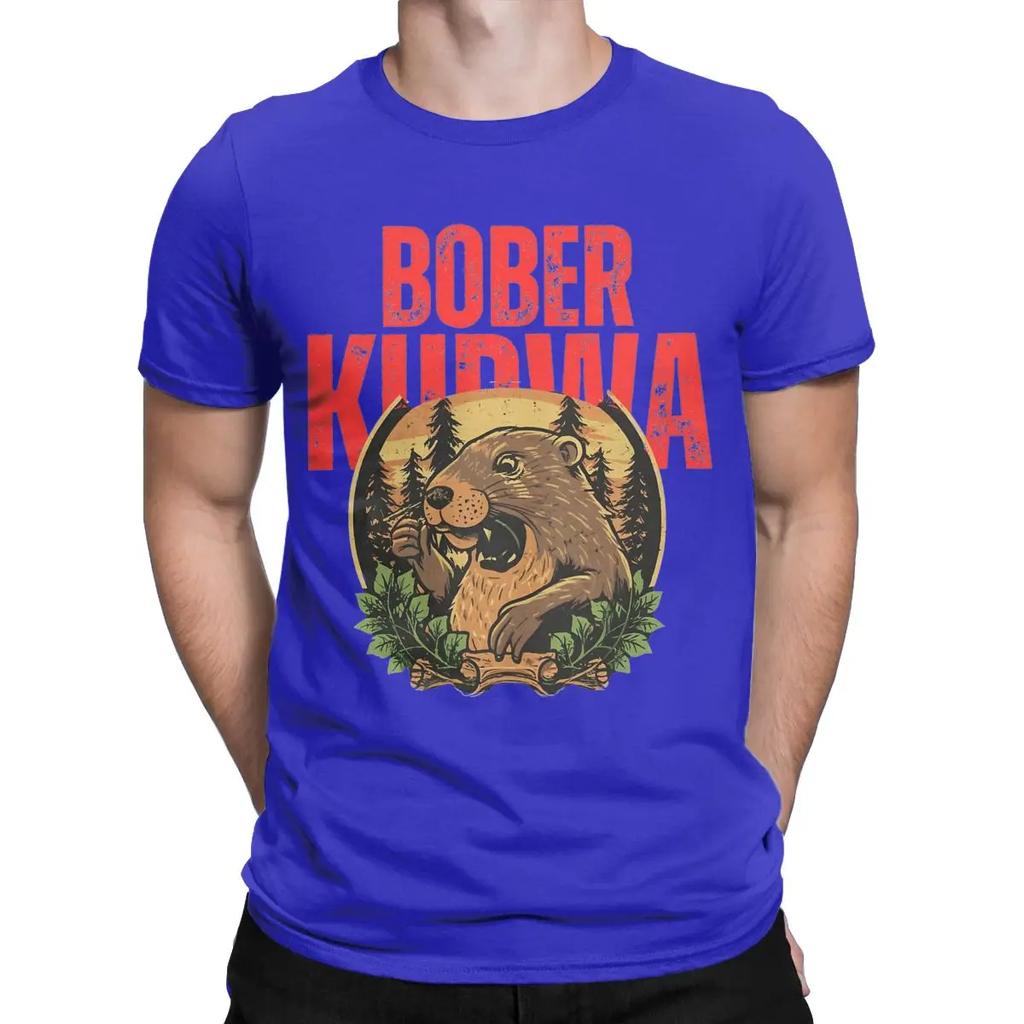 Men's Bober Kuwa Beaver Bobr Jakie Bydle Funny T Shirts 100% Cotton Tops Humorous Short Sleeve Crewneck Tees Plus Size T-Shirt