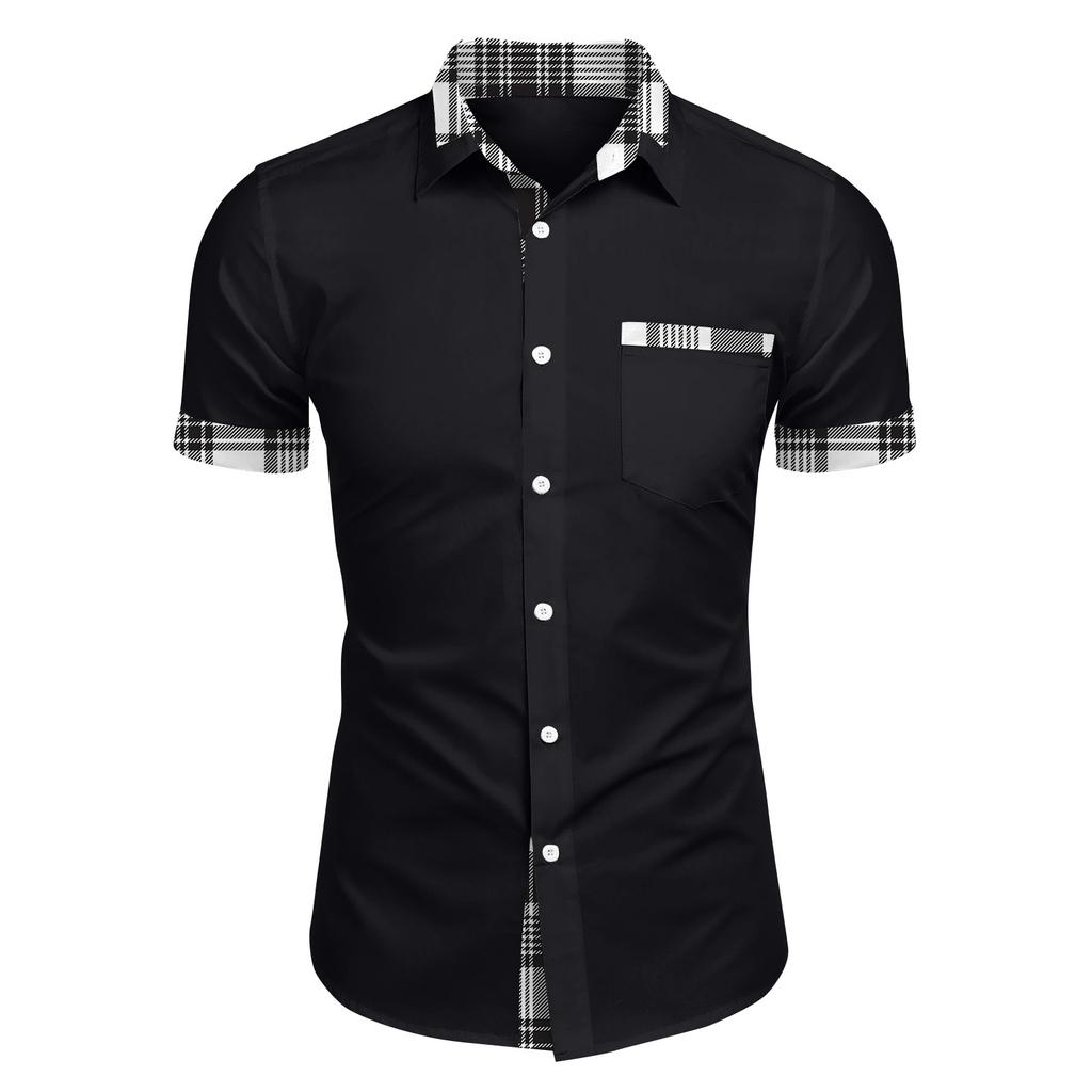 Camisas de manga corta con botones estampados a cuadros para hombre Camisas de manga corta de moda casual para hombre