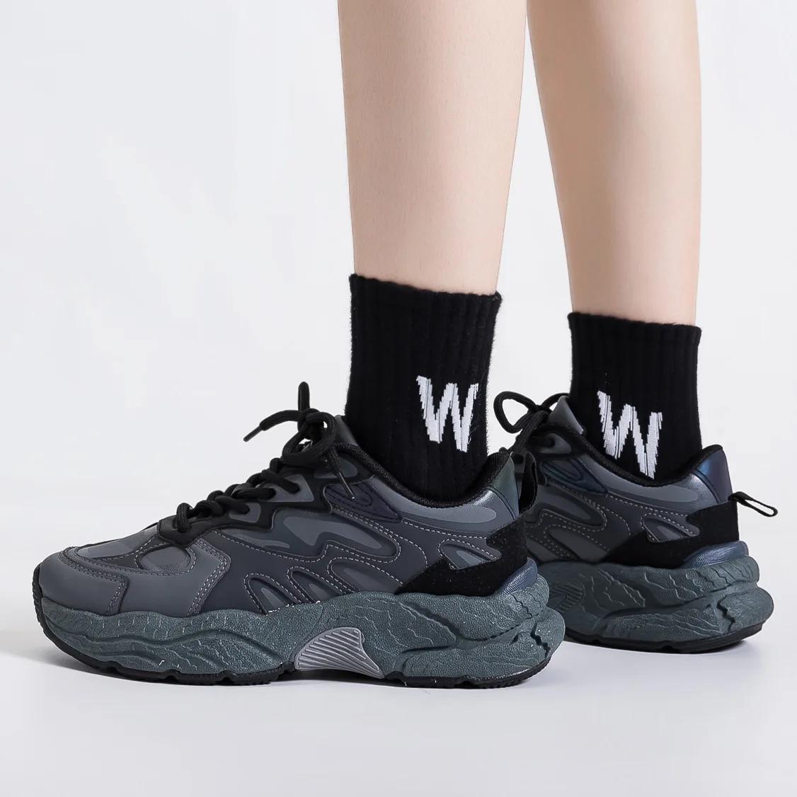 

Последние весенние/осенние женские туфли на шнуровке с цветными блоками, модные универсальные повседневные туфли с толстой подошвой, износостойкие спортивные туфли 40