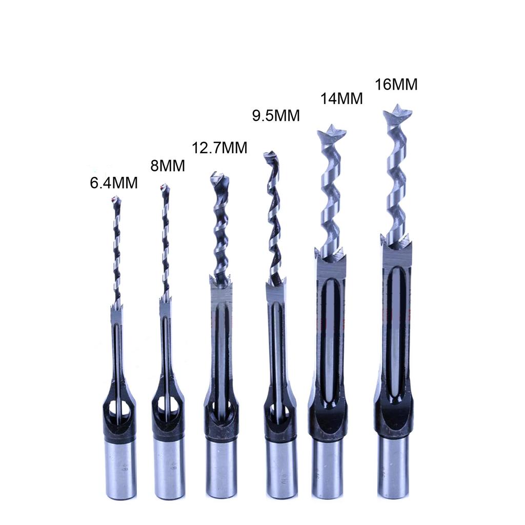 Professional Wood Drill Bit Set 6pcs Square Hole Mortise Chisel Drill Bits, High Speed Steel Tools for Precise Woodworki