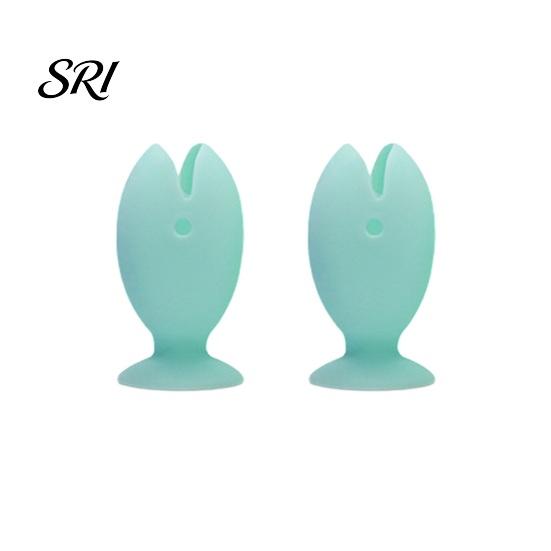 Toothbrush Holder for Glass Surface 2PCS Fish Shape with Strong Suction Cup Hygienic Soft Silicone Quick Drain Bathroom Organizer