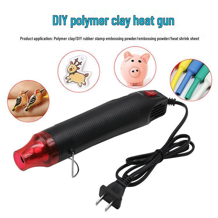 220V Adjustable Temperature Heat Gun for Polymer Clay, Rubber Stamps, Embossing Powders, and Shrink Plastic DIY Projects