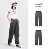 Women's Elastic Waist Wide-Leg Cargo Pants with Two-Way Hem