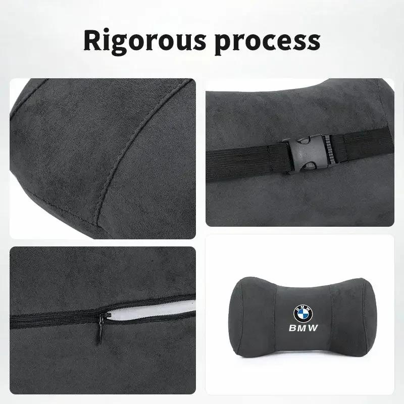 BAGE7 Car Sticker Hot 2025 Hot For BMW Car Seat Suede Memory Cotton Neck Pillow Headrest For BMW E46 E90 E60 F30 F10 E39 i3 i4 X1 X2 X