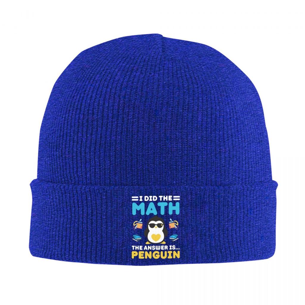 I Did The Math The Answer Is Penguin Funny Mathematician Knitted Cap Bonnet Hat Autumn Winter Beanies Hats for Men Women Adult
