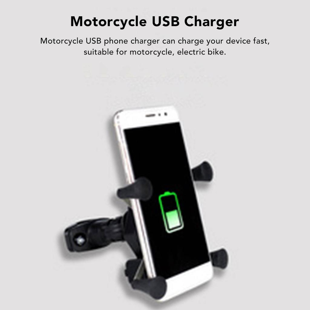Motorcycle USB Phone Charger 5V 2A Fast Charging Waterproof for Smart Phone Tablet GPS 9‑90V 9‑90V
