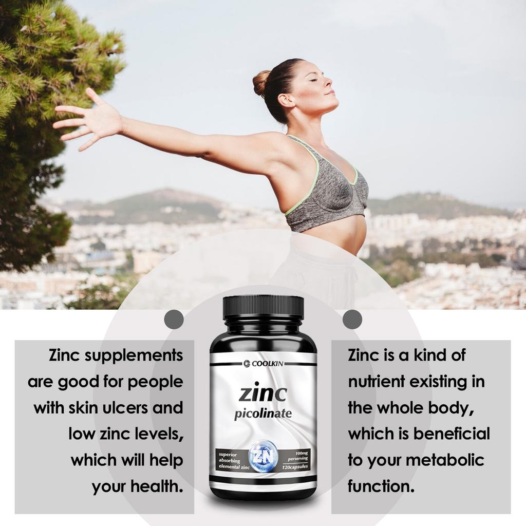 Coolkin Zinc Extract Capsules, 100 Mg Per Serving, non-GMO, Suitable for Both Men and Women, High Absorption Rate.
