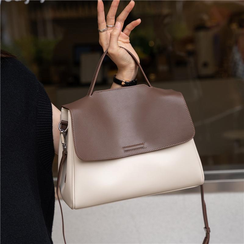 Autumn and Winter Soft Cowhide Portable Tote Bag Women's Versatile Senior Sense Commuting Large Capacity Leather Shoulder Messenger Bag