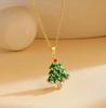 754 Weihnachtsbaum-Halskette mit Anhänger in Goldton, Festlicher Feiertags-Schmuckgeschenk für Frauen