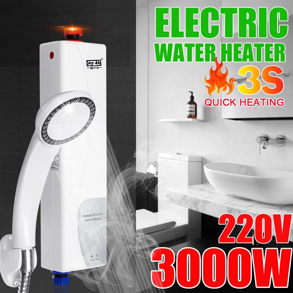 3000W Electric Water Heater Mini Tankless Instantaneous Water Heater Kitchen Bathroom Shower Hot Water Fast Heating