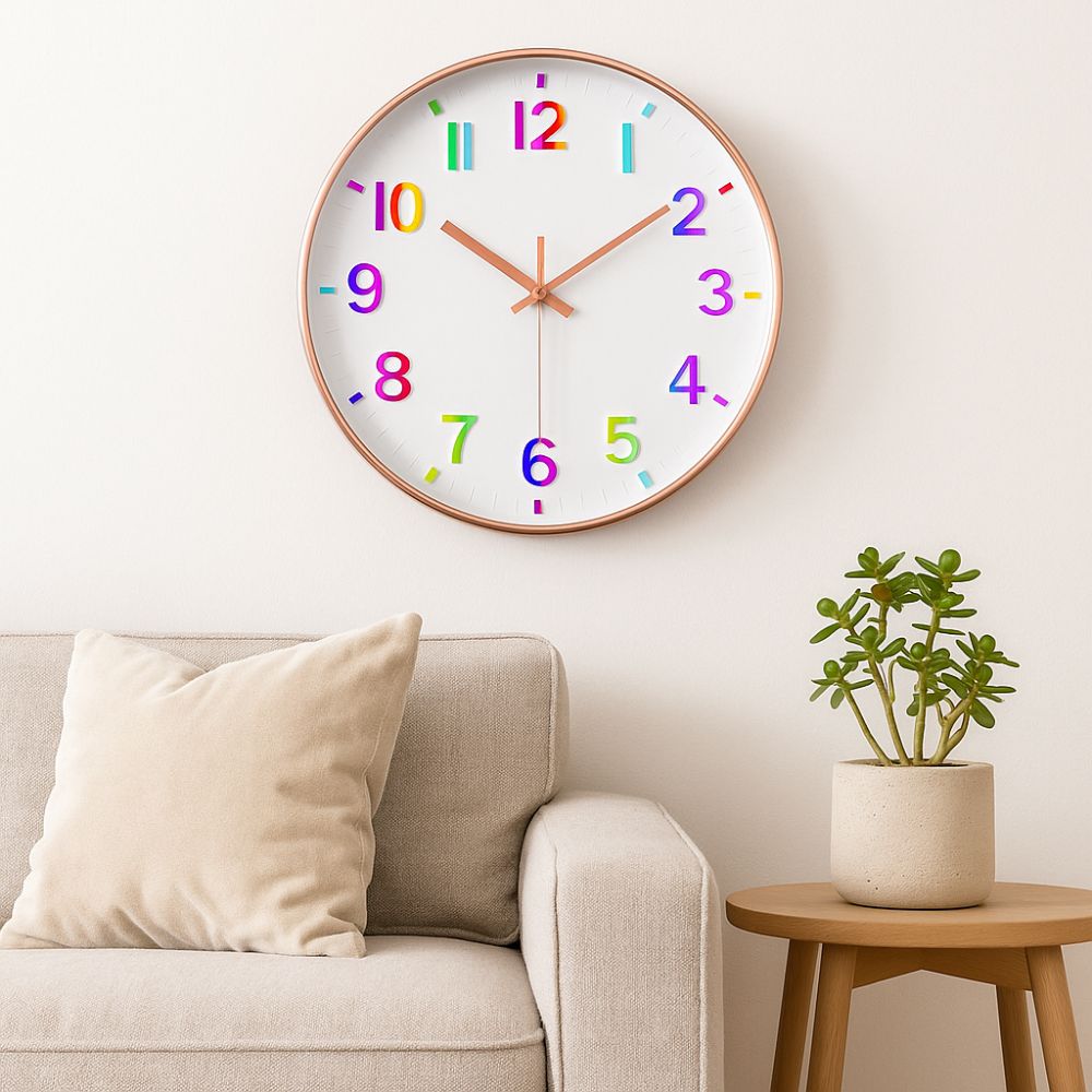 

12 Inch Quartz Clock Colorful Numbers Wall Hung Clock Fashion Silent Wall Clock Living Room Style 6