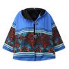 Women's Casual Retro Printed Long Sleeve Hooded Jacket Coat Button Coat