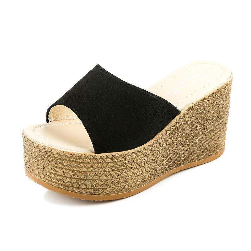 Trendy Cool Slippers 2024 Summer Style Slope Heel Thick Bottom Anti Slip Bohemian Flower Comfortable Versatile Women's Slippers