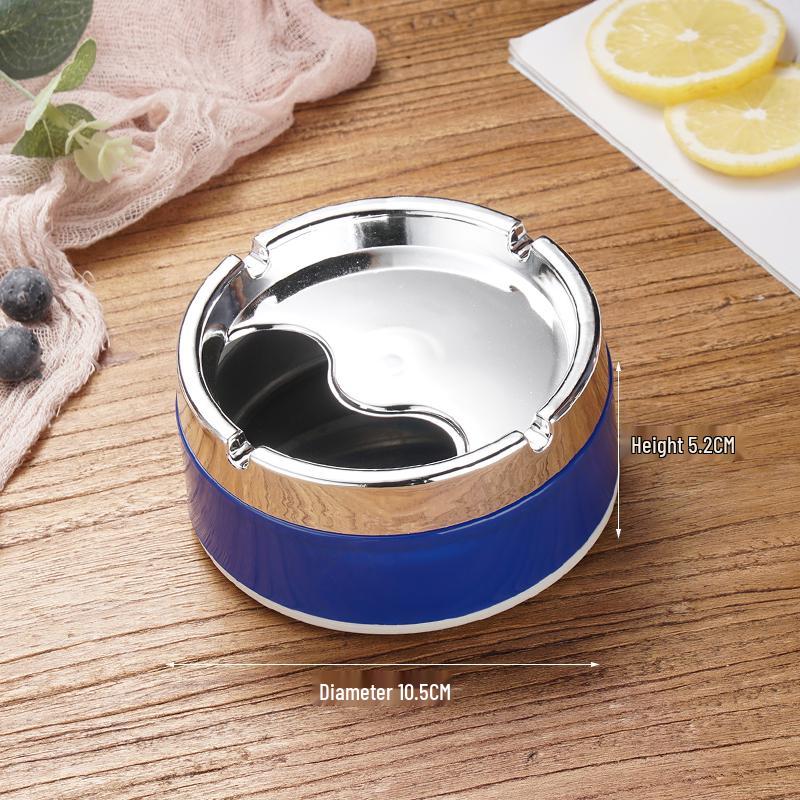 Creative Stainless Steel Ashtray with Lid - Anti-Fly, Ideal for Office, Bathroom, or Living Room
