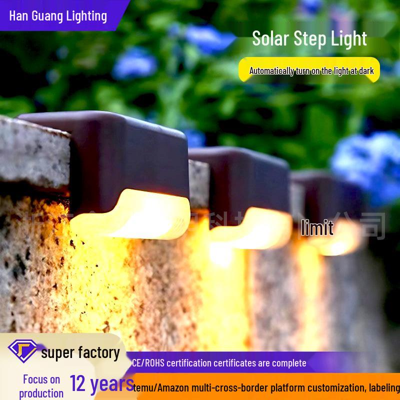 

Уличные солнечные фонари для ступеней и патио: Перила, Лестница, Ограждение, Декоративное и Ландшафтное Настенное Освещение Black shell, warm light