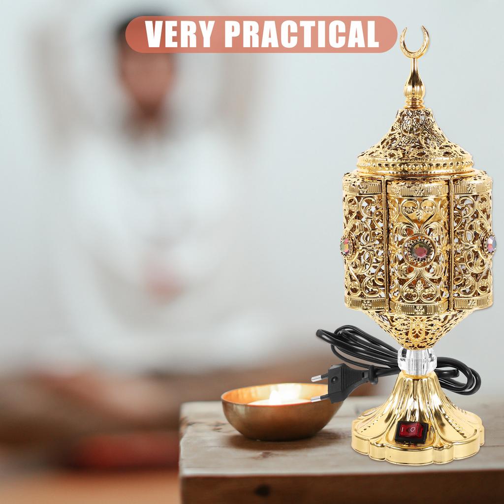 Electric Incense Burner Desktop Aroma Burner Portable Metal Censer Holder Plug in Retro Vintage Decorative Centerpiece for Home