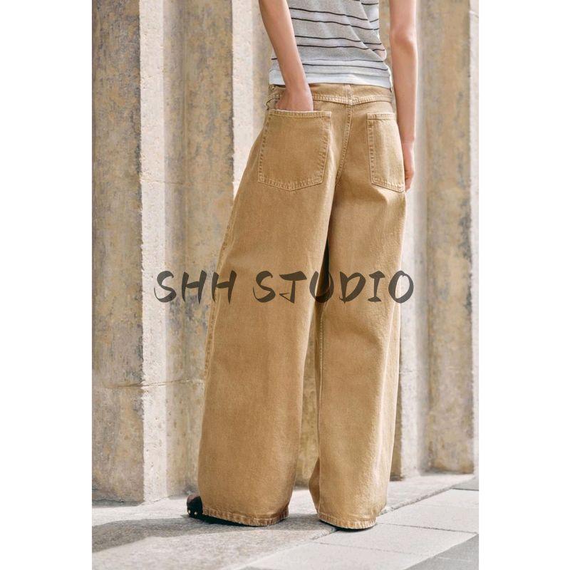 Fall New Women's Clothing French Style Design Pocket Decoration Cotton Low Waist Loose Denim 8197215