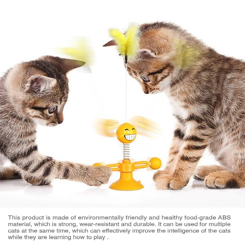 1pc Fur Spring Cat Toy Suction Cup Multicolored Teaser Wand Pet Interactive Toys Cat Scratcher Toys Supplies for Cat Dog Play