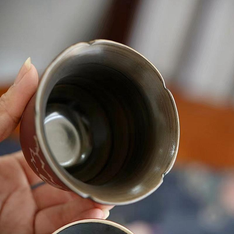 Hawthorn Red Vintage Coarse Pottery Powder Small Eggplant Melon Pot Brewing Teapot for Home Use Small Capacity Teapot Kung Fu Tea Set for Home Use