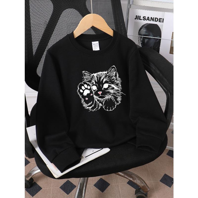 European sizes Kids' Casual Printed Round Neck Pullover, Kids' Fashion Round Neck Sweatshirt with Adorable Animal Prints, Casual Comfortable