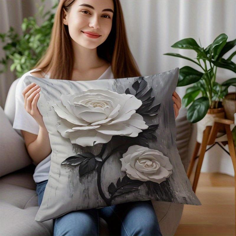 1/4pcs Floral Patterned Pillowcases with 3D Flower Design Sofa Cushion Cover Home Bedroom Room Decoration