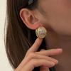 Salircon 5 Colors Classic Retro Stainless Steel Geometric Stud Earrings Boho Trendy 18K Gold Plated Inlaid Resin Earring Jewelry