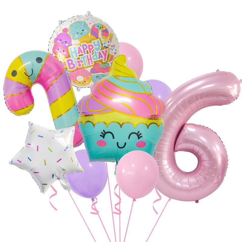 Cute Ice Cream Candy Series Balloon Set Children'S Birthday Party Birthday Photo Props Crutches Aluminum Mold