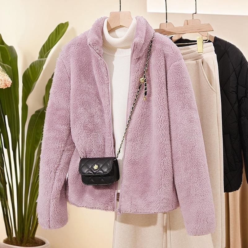 Winter new fleece thickened lazy wind jacket women's autumn and winter zipper cardigan sweater fleece jacket