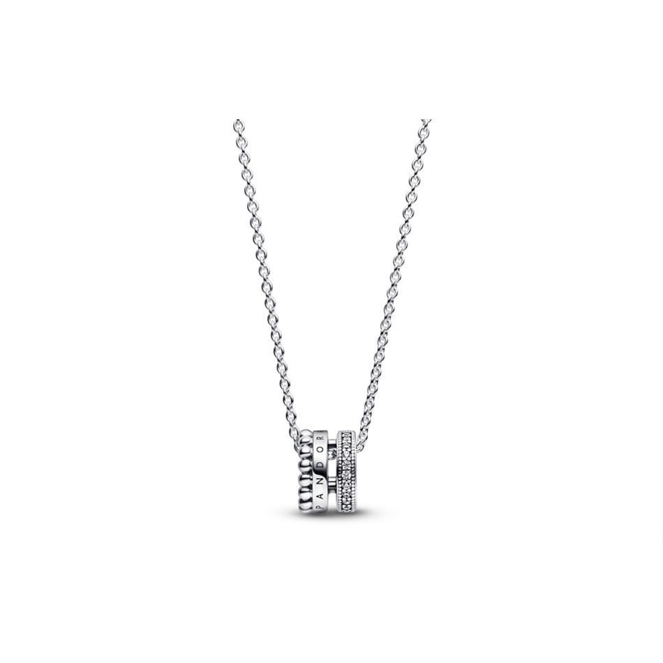 Pandora Signature Series Logo Paved Waist Pendant 3-In-1 Necklace Women necklace Silver 392311C01 Box