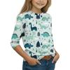 Children's Three-Quarter Sleeve Round Neck Top with Animal Print for Casual Daily Wear