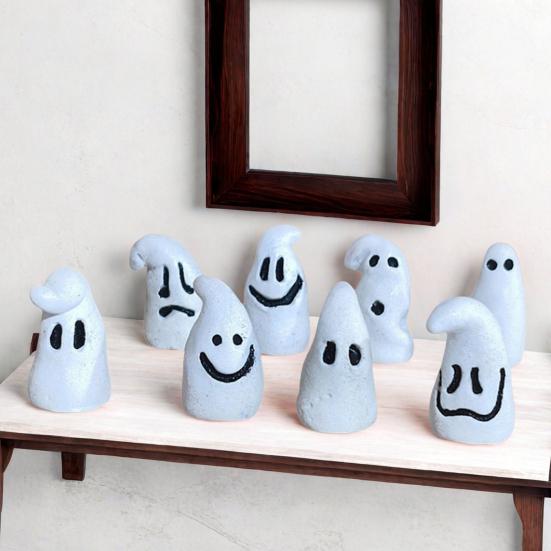 8ks Halloweenská ozdoba duch odolná proti povětrnostním vlivům svítící ve tmě mini figurky duchů Halloweenská párty dekorace