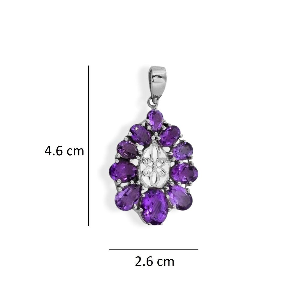 Natural Amethyst 925 Sterling Silver Teardrop Pendant