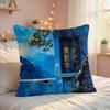 Village Door Window Oil Art Cushion Cover Silky Short Plush Invisible Zipper Dustproof Sofa Pillow Case For Home Decor