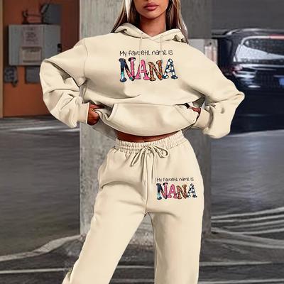 Heiß verkaufendes einfaches Damen-Sweatshirt-Set mit Buchstabenprint, Kapuzenpullover mit langen Ärmeln für Frühling/Herbst