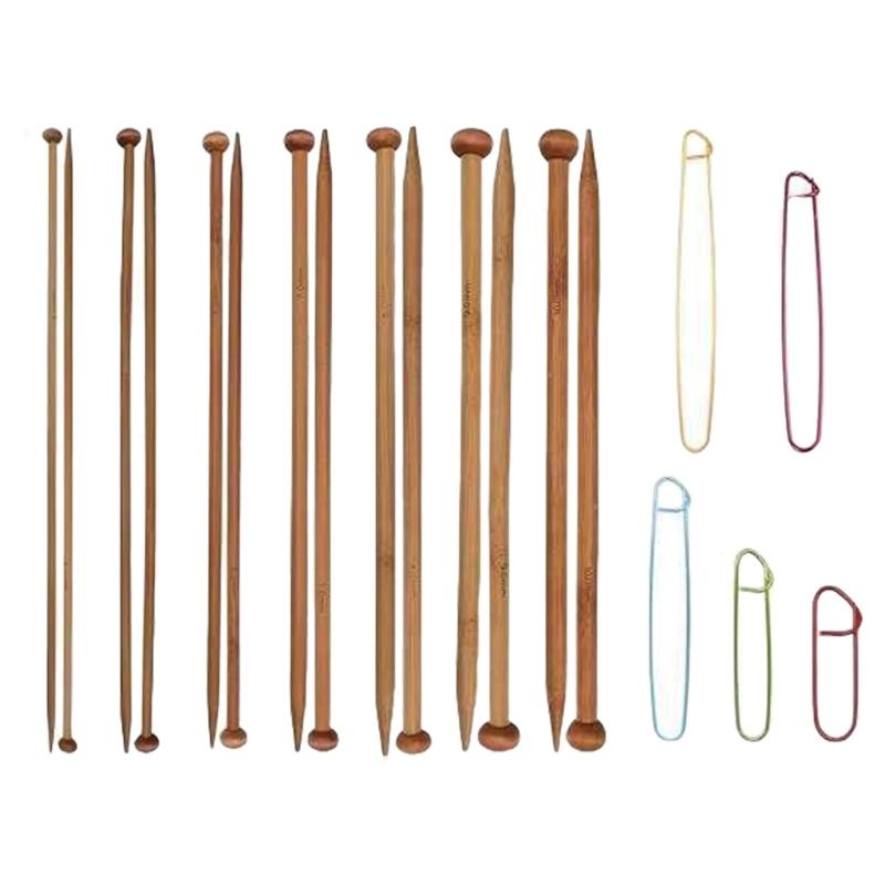 7 Pair Bamboos Knitting Needle Set 4mm To 10mm Smooth Wood Needle for Crochet and Craft Projects