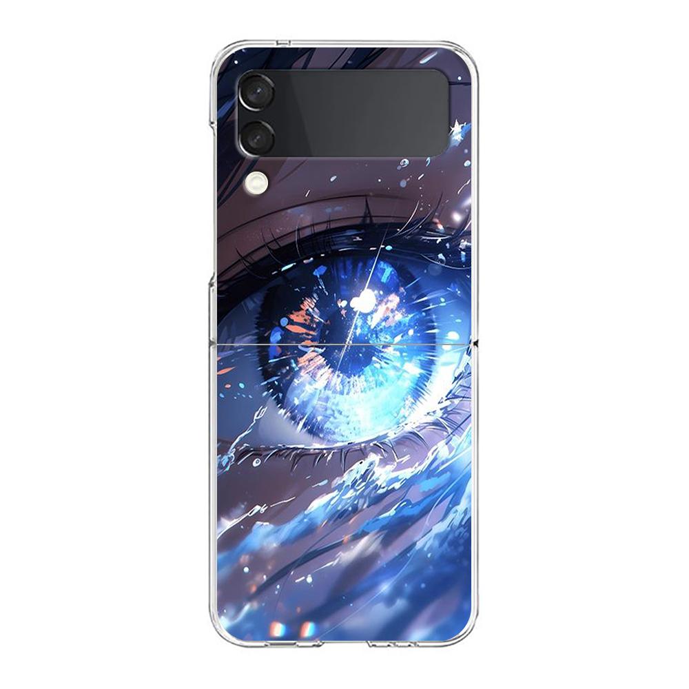 Handyhülle für Samsung Galaxy Z Flip 3 4 5 Transparent faltbar Hohe harte PC-Schale für Galaxy Z Flip 3 5 Cover Cartoon süße Augen Kunst