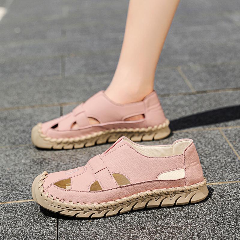 Women's Sandals Summer Pink Mary Jane Men Beach Shoes Closed Toe Casual Walking Sandals Plus Size