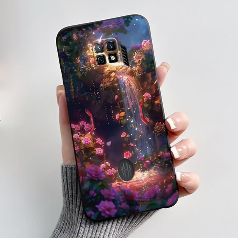 For Nubia Red Magic 7 Pro Case NX709J Back Cover Cute Heart Rabbit Black Soft TPU Phone Case For Red Magic 7S Pro NX709S Shell