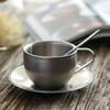 Retro Frosted Stainless Steel Coffee Cup Japanese Industrial Style 304 Stainless Steel Teacups and Saucers Household Tableware