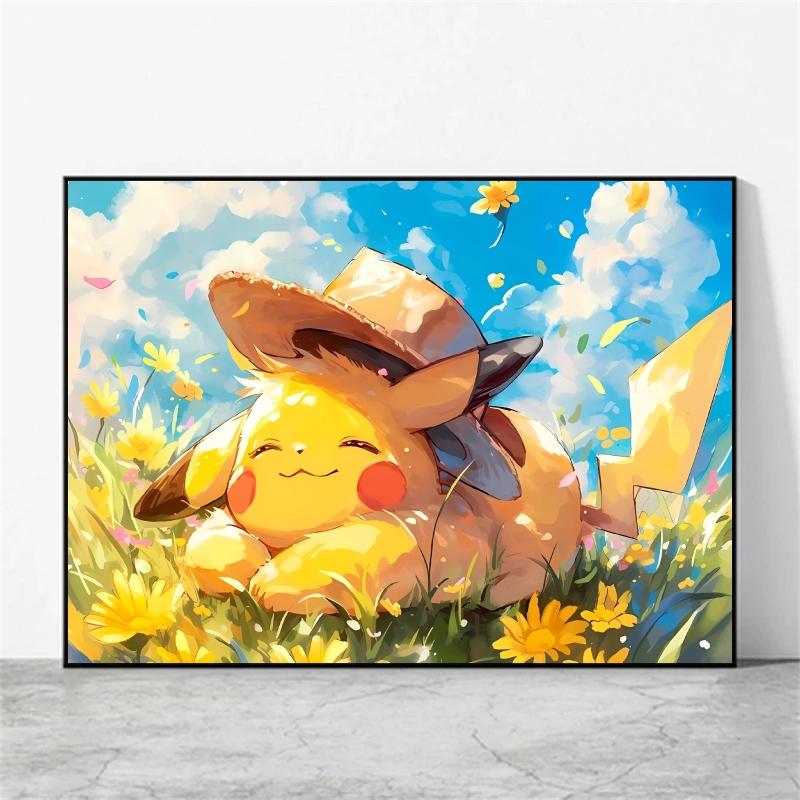 Posters and Prints  Canvas Paintings Pikachu Cute Wall Pictures Room Home Decorative Birthday Gifts Kids Action Figures