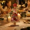 Desktop Christmas Ornament Wooden Tabletop Tree Decor, Hollow Xmas Ornament, Farmhouse Winter Holiday Accents Centerpiece for Party Home Decoration,
