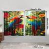 2 Panels Parrot Print Curtains Tropical Jungle Drapes Polyester Living Room Bedroom Home Decor