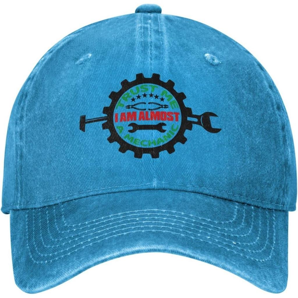 Trust Me Im Almost A Mechanic Novelty Baseball Cap Vintage Washed Denim Style Adjustable Dad Hat
